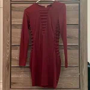Burgundy Slim fitting dress